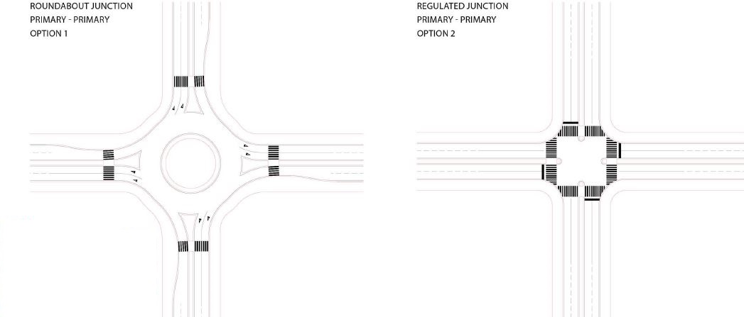 Roundabout junction vs regulated junction