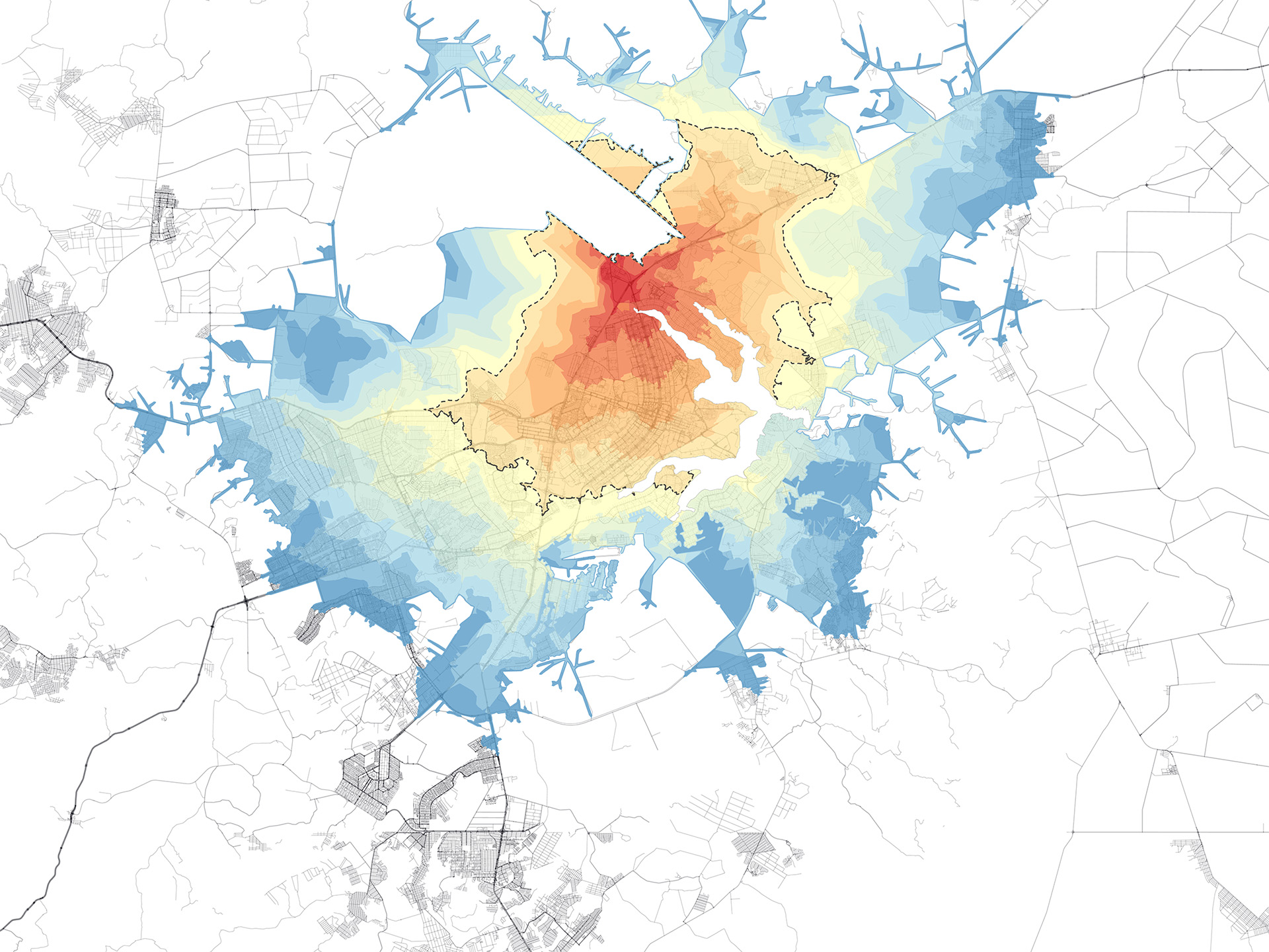 Isochrone accessibility analysis