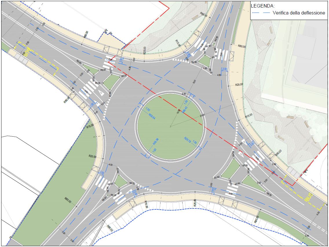 The new road network roundabout improves and guarantees cyclist and pedestrian safety