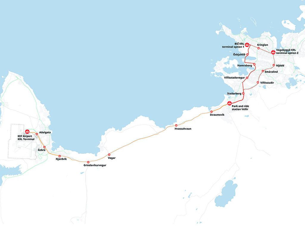 Reykjavík Link site plan with locations of terminal and intermediate stations © KCAP-MIC