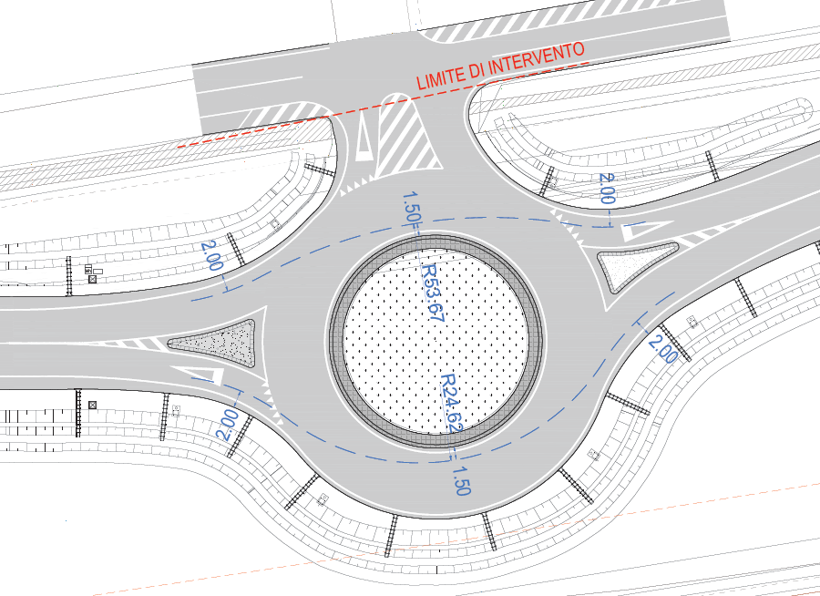 Verification of deflection for construction of paths in the roundabout